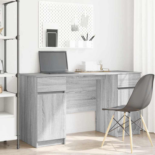 Bureau avec porte Gris Sonoma 140 x 49 x 76 cm Bois d'ingénierie