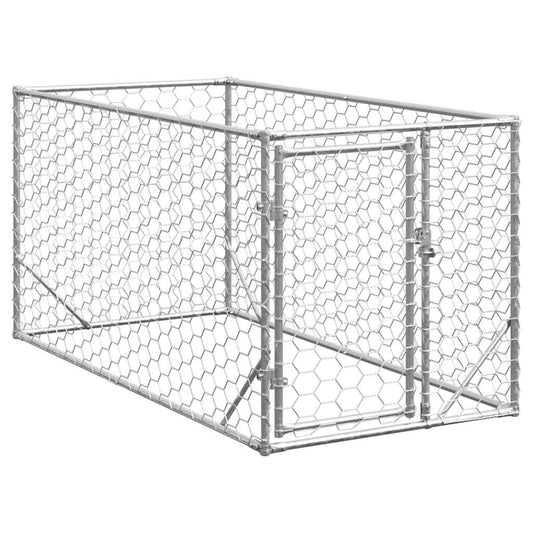 Outdoor-Hundezwinger mit Tür 2x1x1 m Verzinkter Stahl