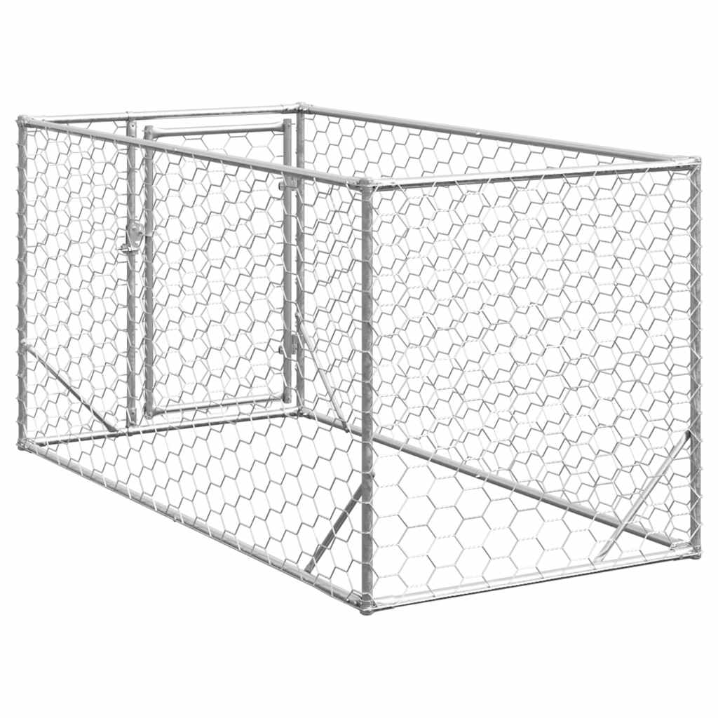 Outdoor-Hundezwinger mit Tür 2x1x1 m Verzinkter Stahl