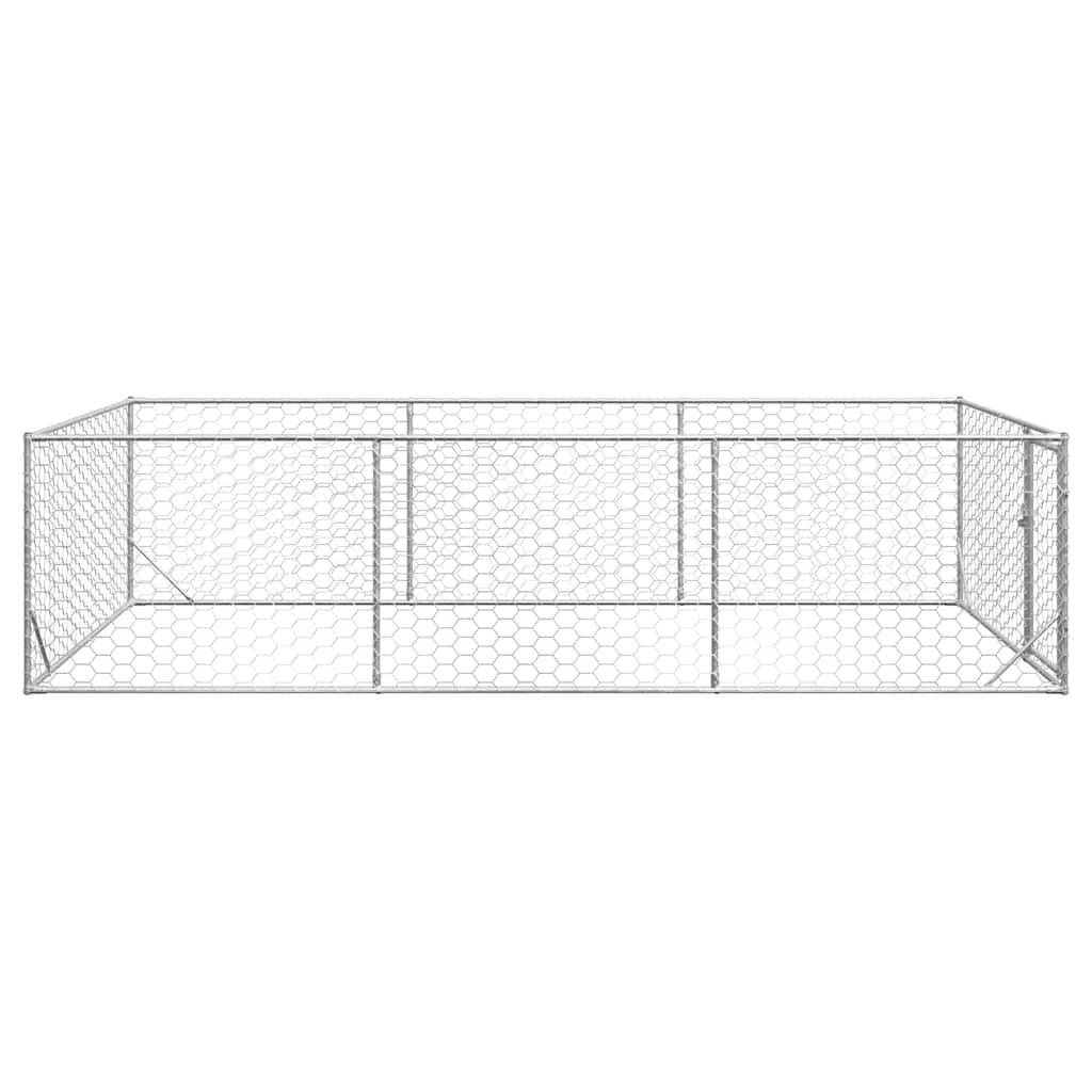 Outdoor-Hundezwinger mit Tür 2x4x1 m Verzinkter Stahl