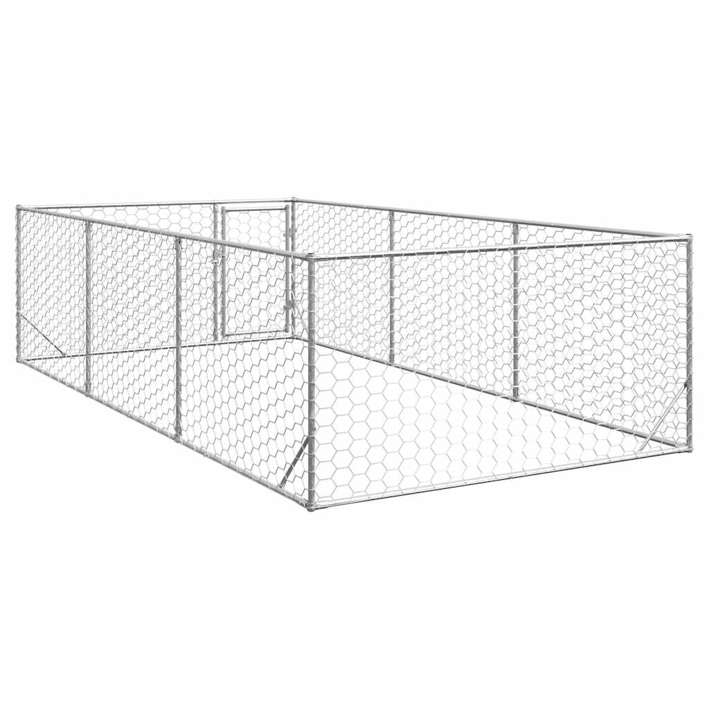 Outdoor-Hundezwinger mit Tür 2x4x1 m Verzinkter Stahl