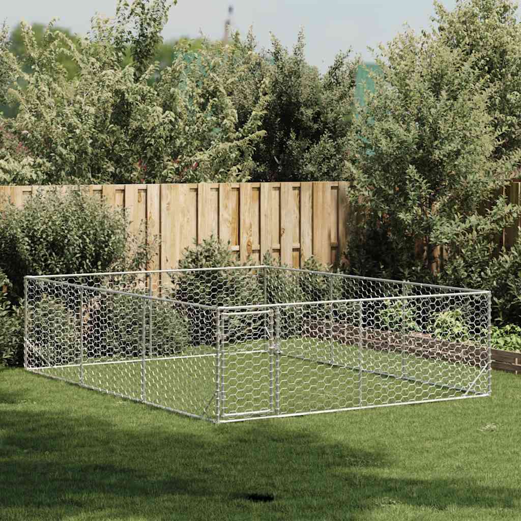 Outdoor-Hundezwinger mit Tür 3x4x1 m Verzinkter Stahl
