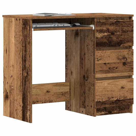 Bureau aspect vieux bois 90x45x76 cm bois d'ingénierie