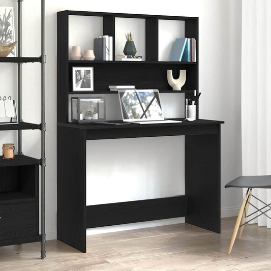 Bureau avec étagères Aspect Chêne Noir 102x45x148 cm