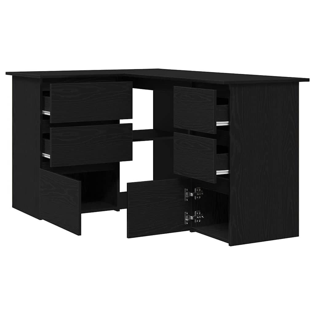 Schreibtisch mit Regal Schwarz Eichen-Optik 145 x 100 x 76 cm