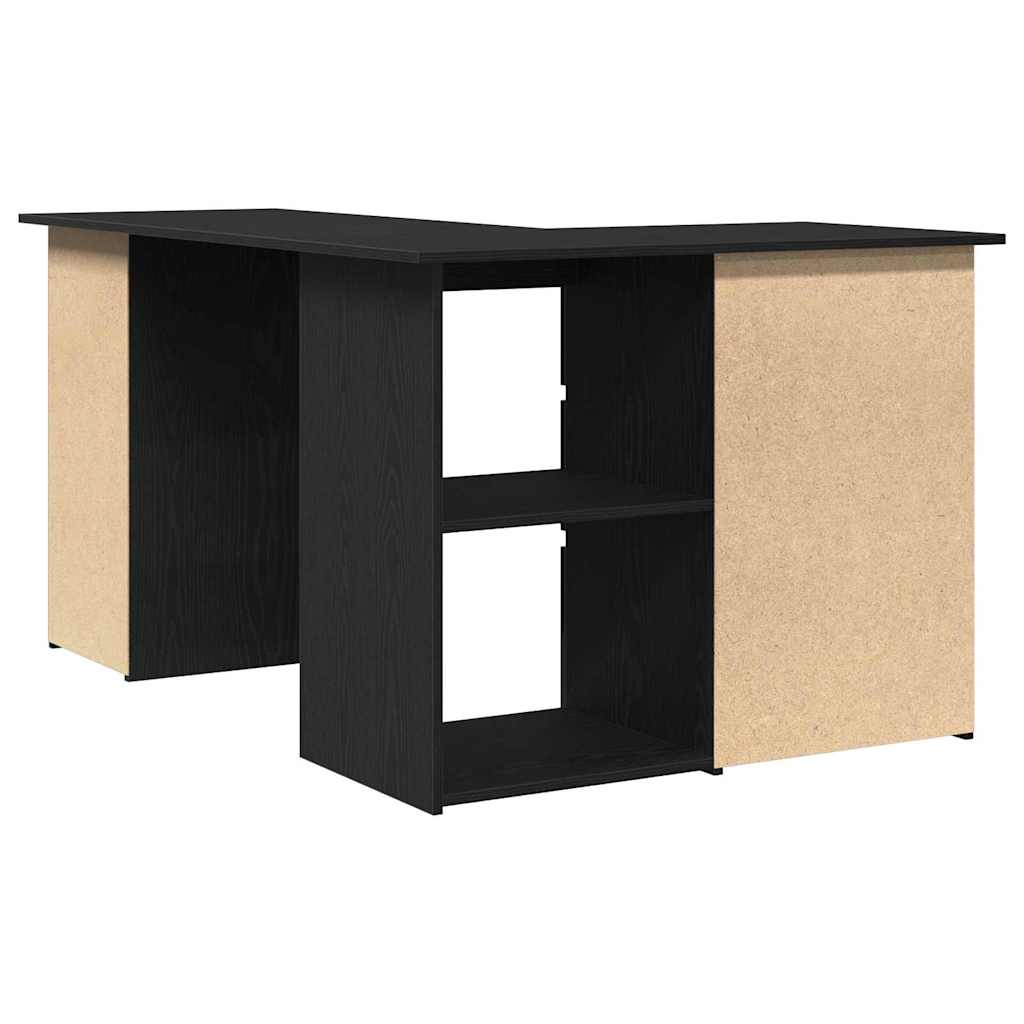 Schreibtisch mit Regal Schwarz Eichen-Optik 145 x 100 x 76 cm
