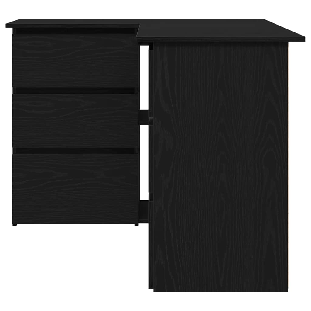 Schreibtisch mit Regal Schwarz Eichen-Optik 145 x 100 x 76 cm