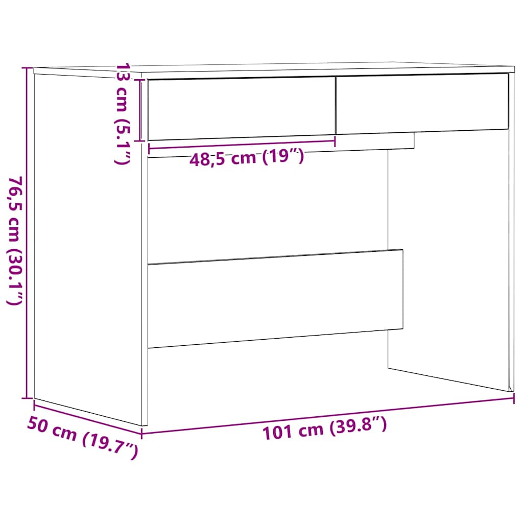 Schreibtisch Schwarz Eichen-Optik 101x50x76,5 cm Holzwerkstoff