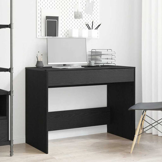Bureau noir aspect chêne 101x50x76,5 cm Panneau de particules