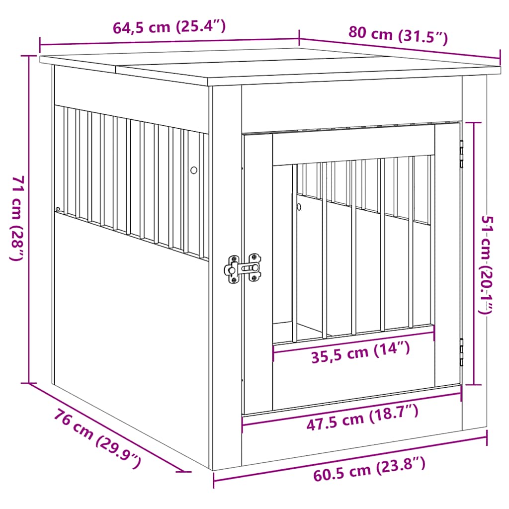 Hundebox Möbel Schwarze Eiche 64,5x80x71 cm Holzwerkstoff