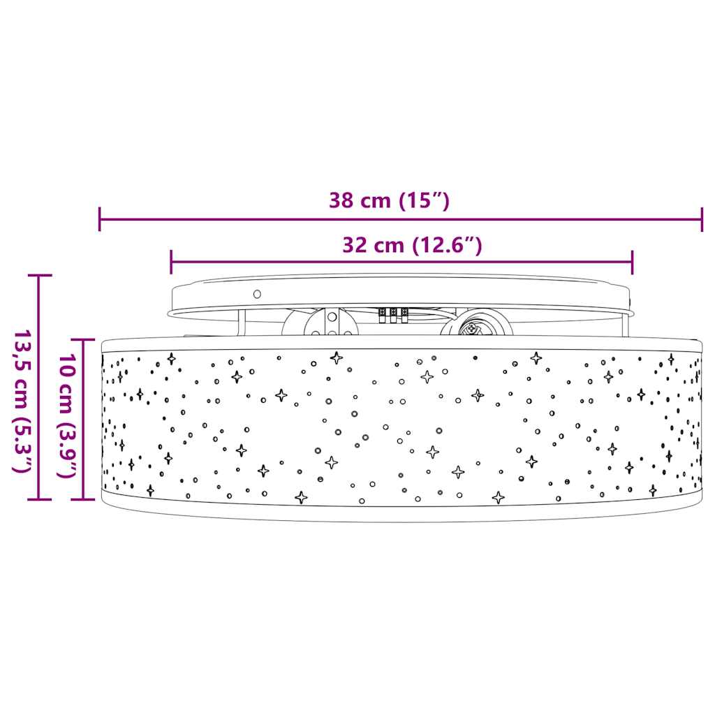 Ceiling Lamp with Spotlights Taupe 38 x 38 x 13.5 cm Fabric