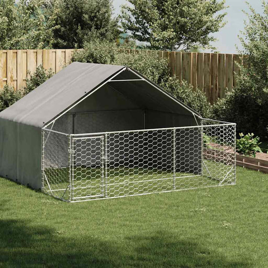 Outdoor-Hundezwinger mit Auslauf 3x3x1,9 m Verzinkter Stahl