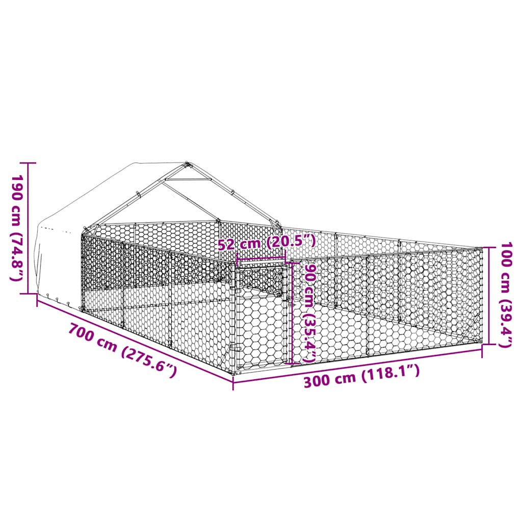 Outdoor-Hundezwinger mit Auslauf 7x3x1,9 m Verzinkter Stahl