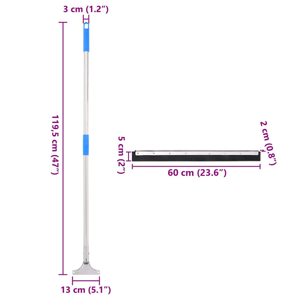 Water squeegee with handle 60x122.5 cm steel and rubber