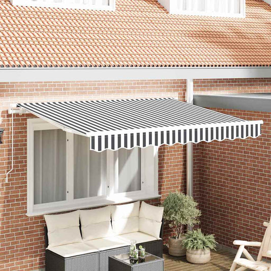 Markisenersatzstoff Anthrazit und Weiß 330 x 195 cm Polyester