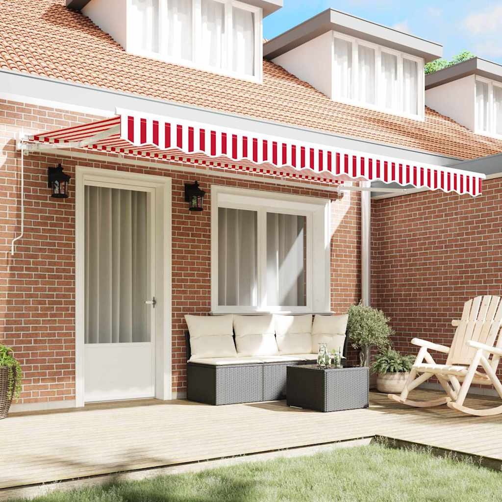 Markisenersatzstoff Rot und Weiß 380 x 195 cm Polyester
