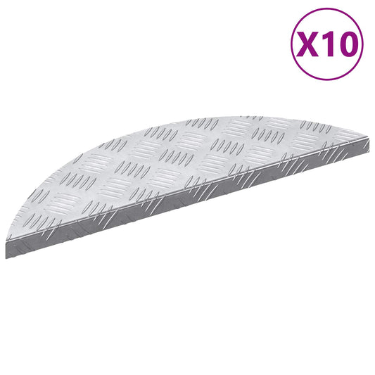 Treppe Tritt Halbmond 10 pcs Silber 60 x 18 cm Aluminium