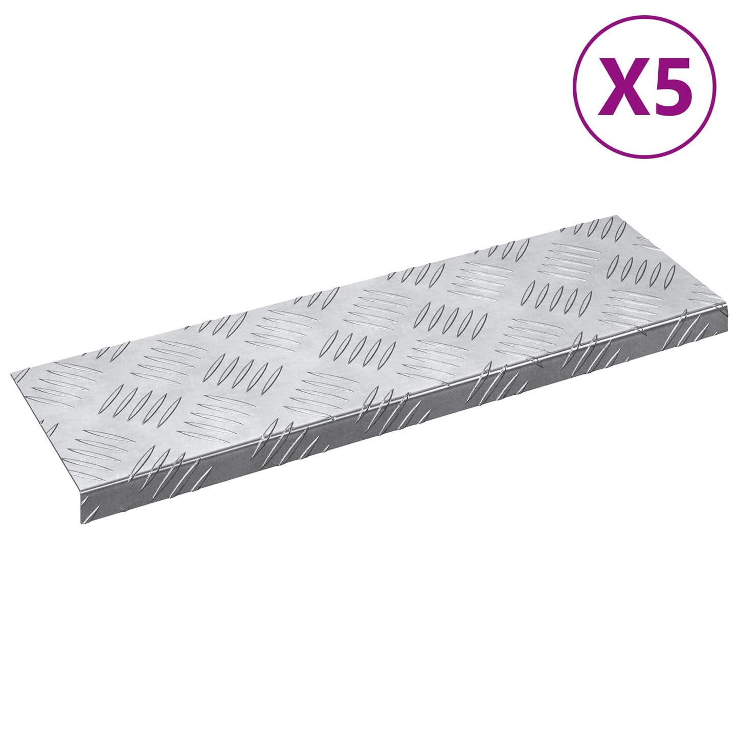 Treppe Tritt Rechtwinklig 5 pcs Silber 60 x 18 cm Aluminium