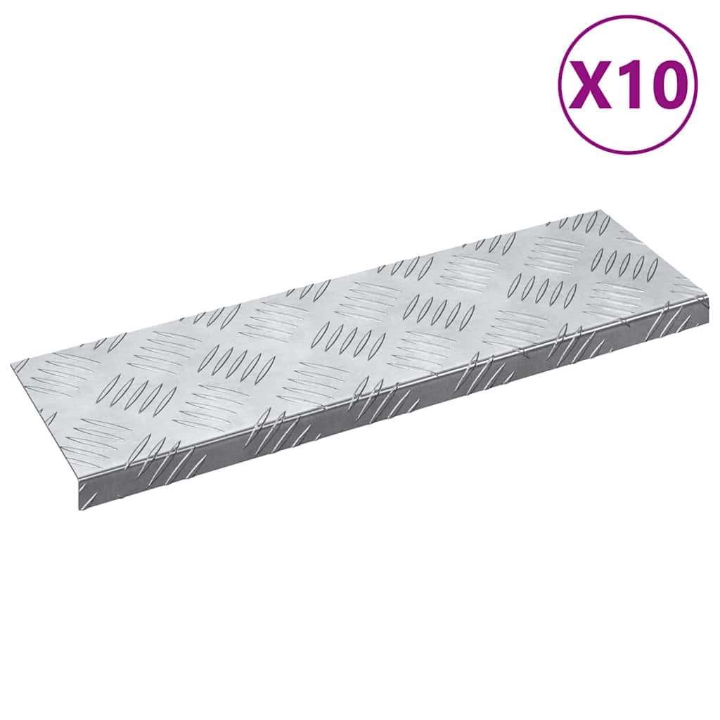 Treppe Tritt Rechtwinklig 10 pcs Silber 60 x 18 cm Aluminium