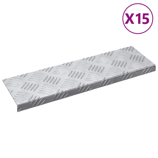 Treppe Tritt Rechtwinklig 15 pcs Silber 60 x 18 cm Aluminium