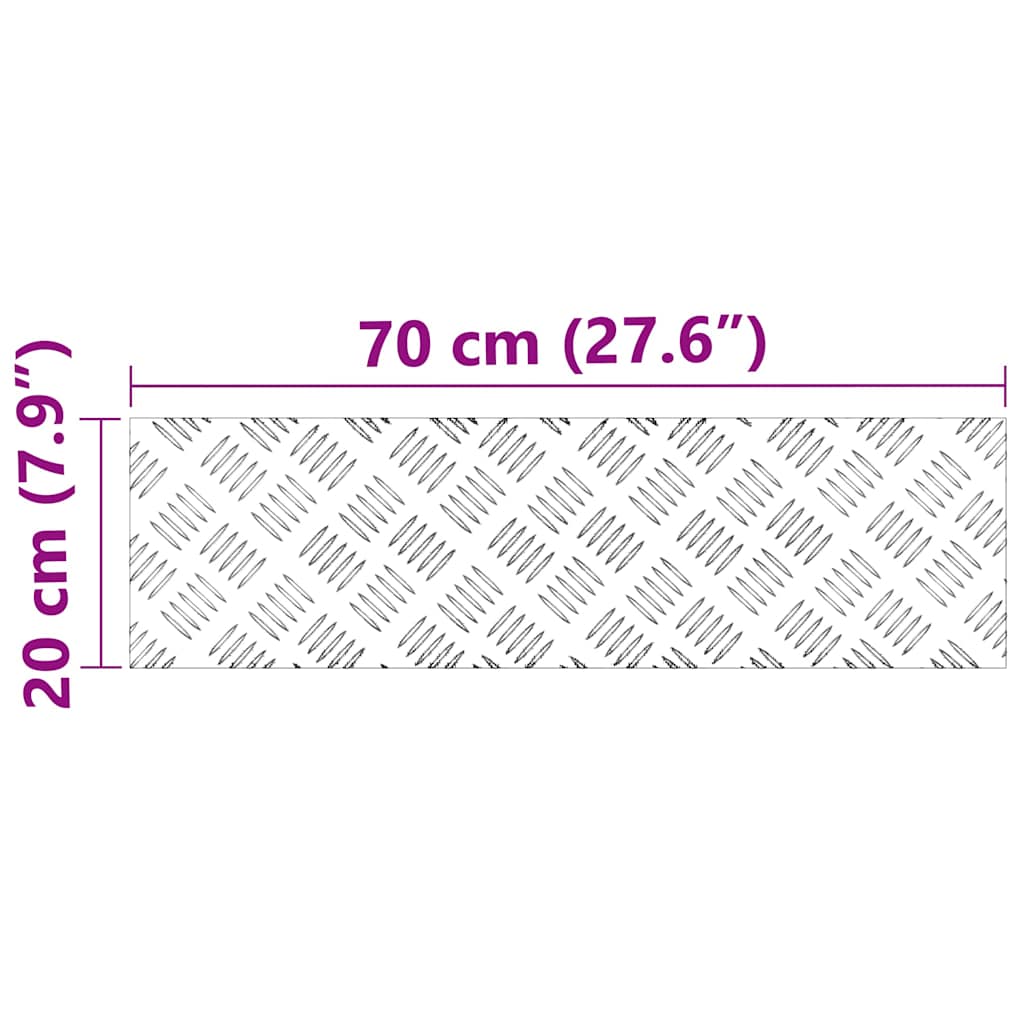 Treppe Tritt Rechtwinklig 2 pcs Silber 70 x 20 cm Aluminium