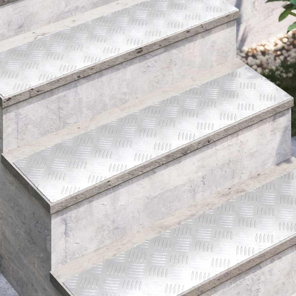Escalier Marche Angle Droit 2 pcs Argent 80 x 20 cm Aluminium