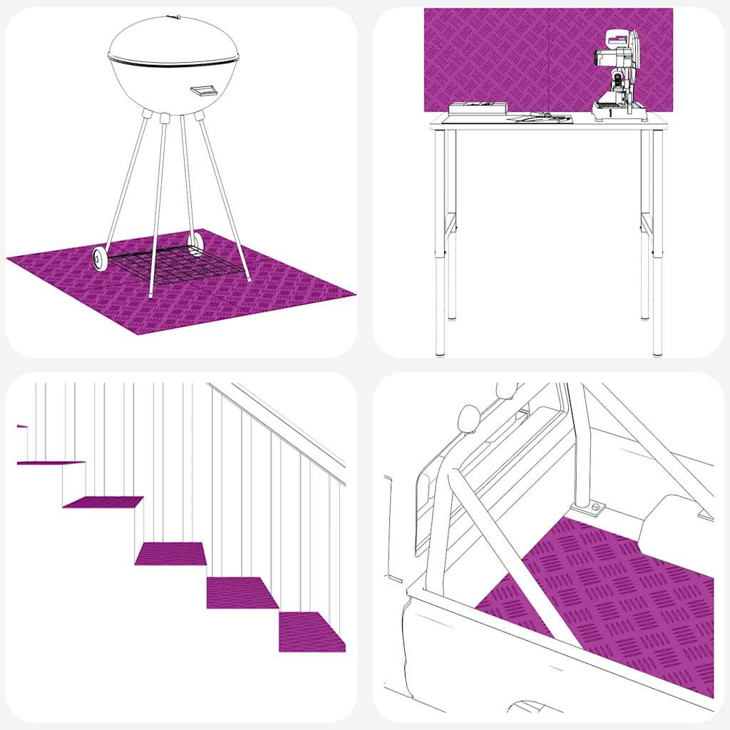 Treppe Tritt Rechtwinklig 4 pcs Silber 90 x 20 cm Aluminium