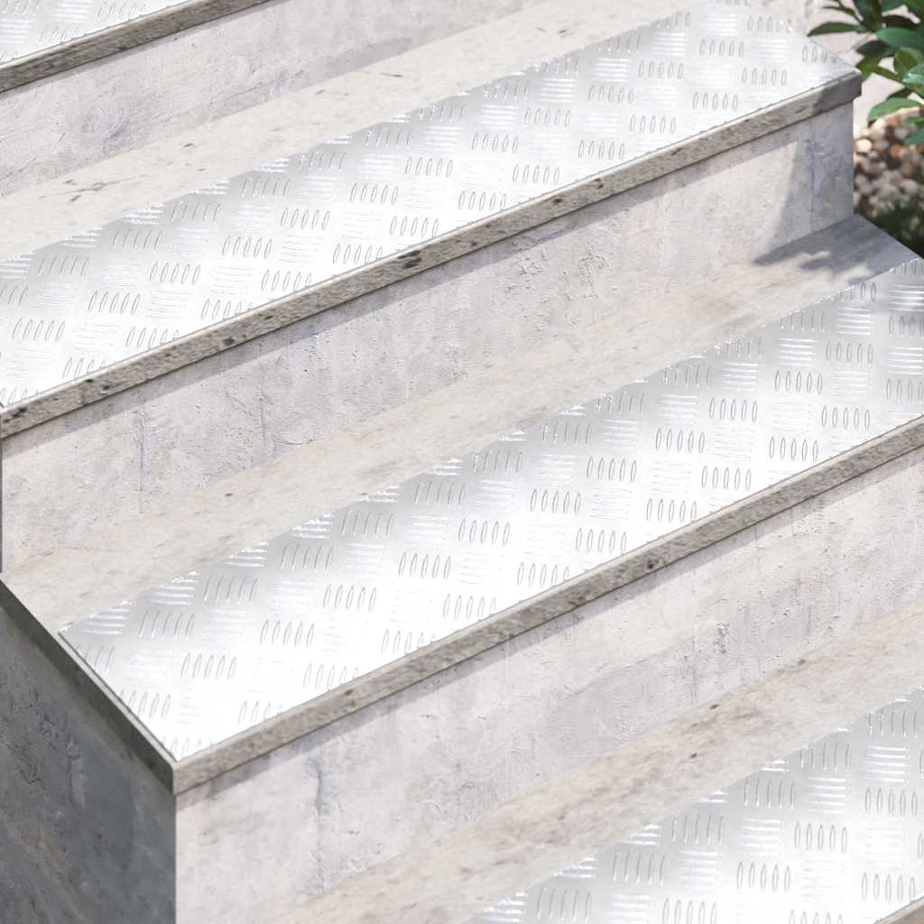 Treppe Tritt Rechtwinklig 4 pcs Silber 100 x 20 cm Aluminium