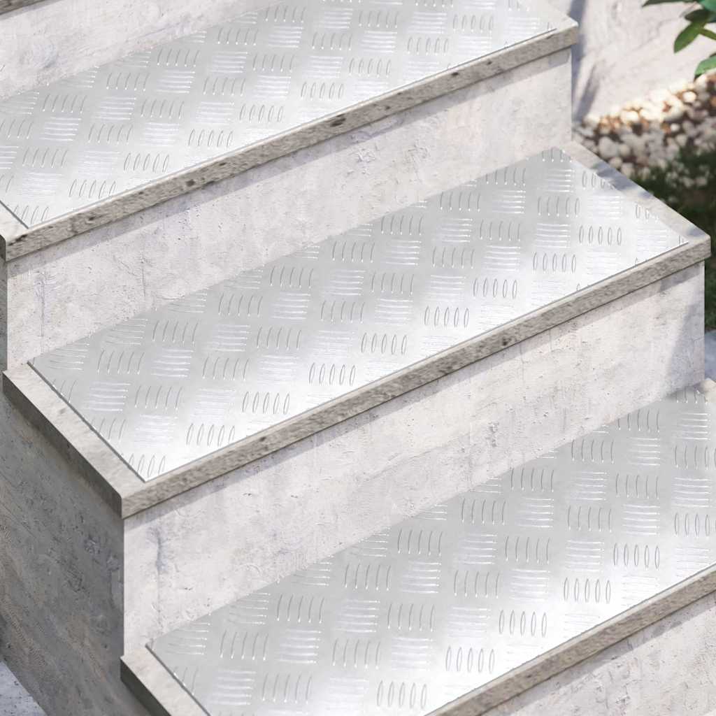 Stair Tread Right Angle 2 pcs Silver 75 x 25 cm Aluminum