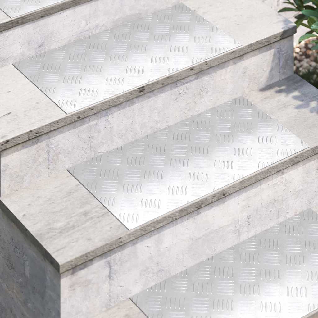 Escalier Marche Angle Droit 2 pcs Argent 60 x 30 cm Aluminium