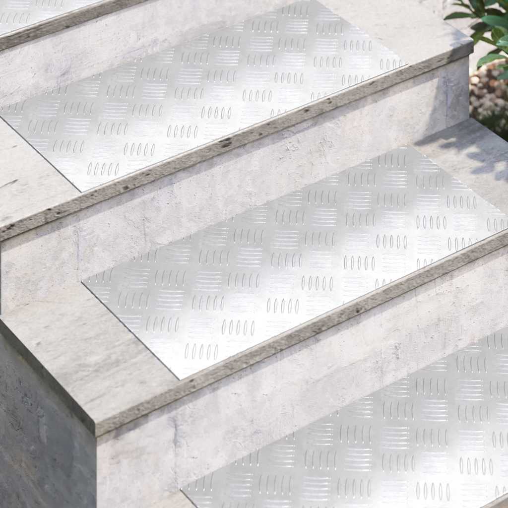 Stair Tread Right-angled 2 pcs Silver 70 x 30 cm Aluminum