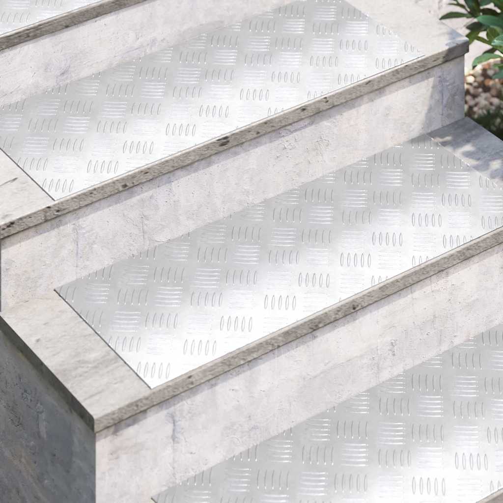 Escalier Marche Angle Droit 2 pcs Argent 80 x 30 cm Aluminium