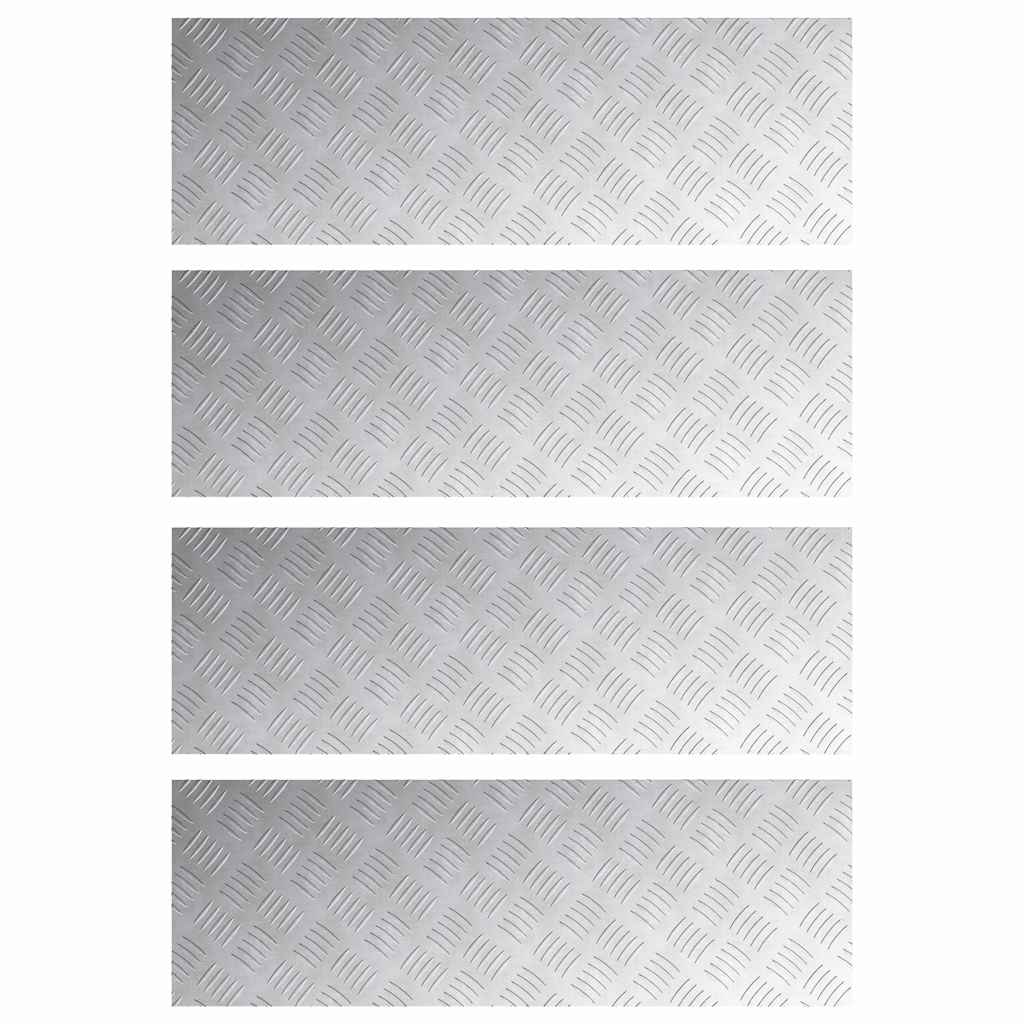 Nez de marche Droit 4 pièces Argent 90 x 30 cm Aluminium