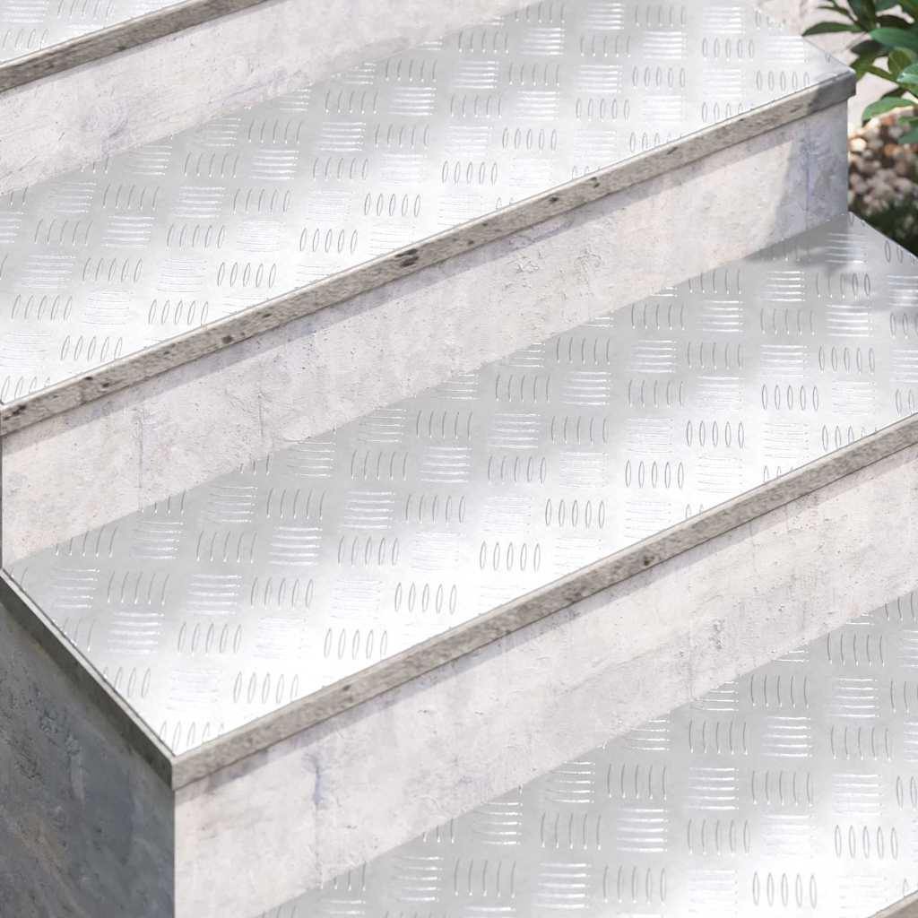 Stair Tread Right Angle 4 pcs Silver 100 x 30 cm Aluminum