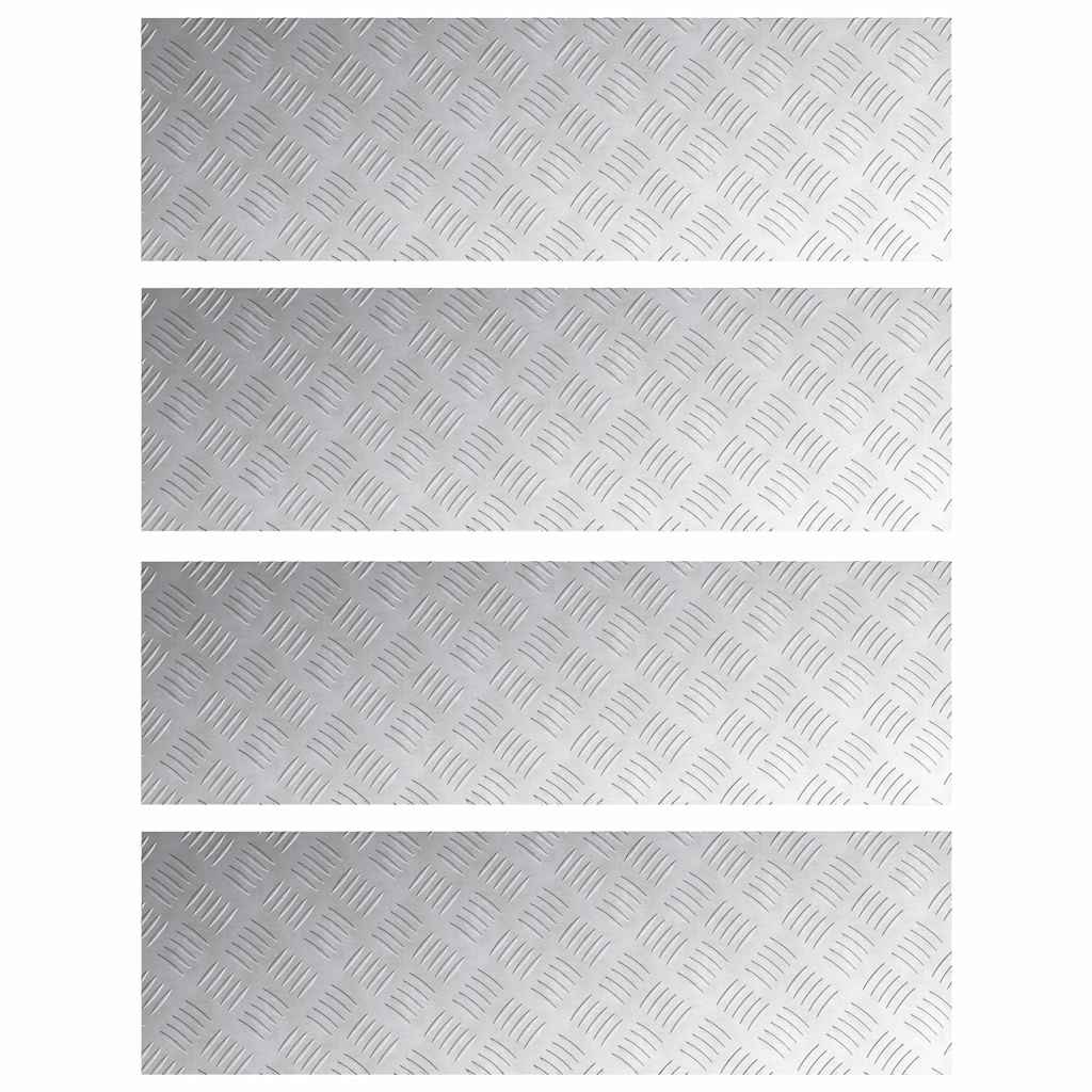 Stair Tread Right Angle 4 pcs Silver 100 x 30 cm Aluminum