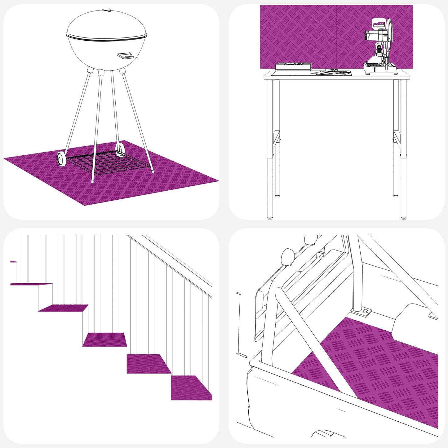 Treppe Tritt Rechtwinklig 2 pcs Silber 50 x 40 cm Aluminium