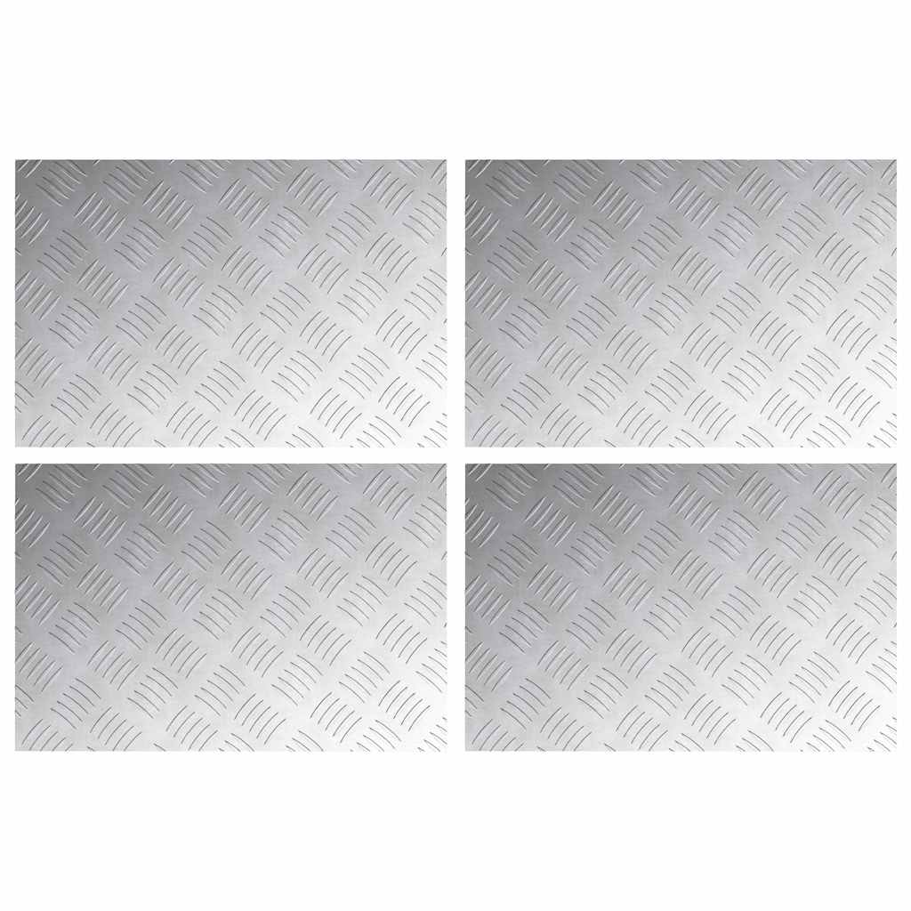 Stair Tread Right Angle 4 pcs Silver 60 x 40 cm Aluminum