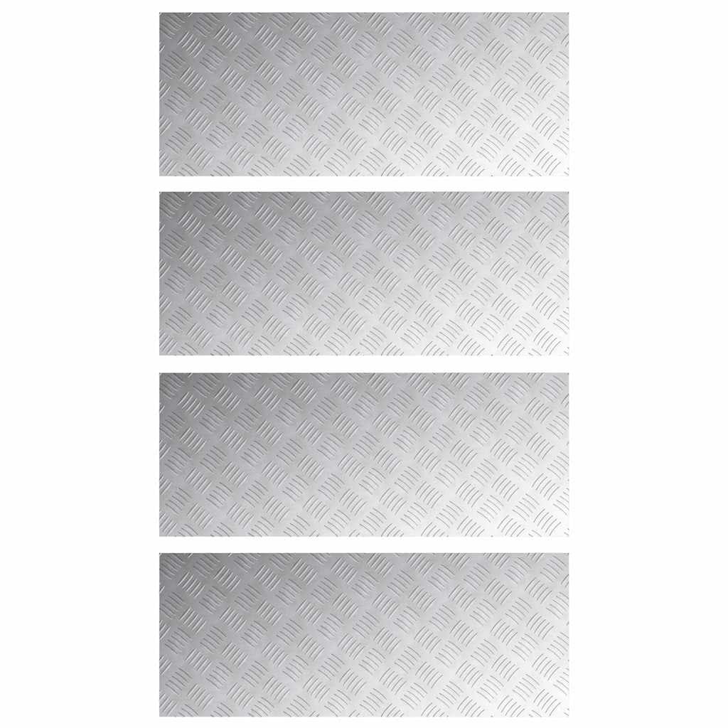 Marche d'escalier à angle droit 4 pcs argent 100 x 40 cm aluminium