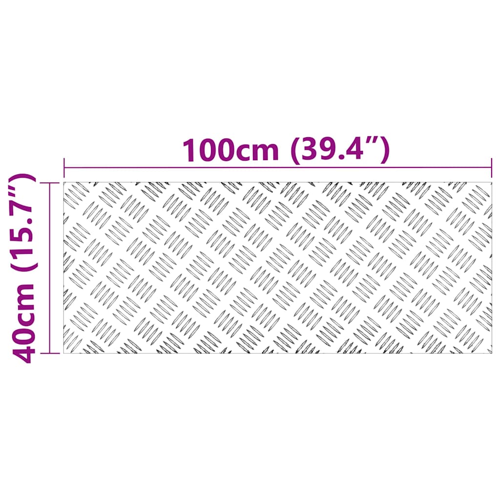 Marche d'escalier à angle droit 4 pcs argent 100 x 40 cm aluminium