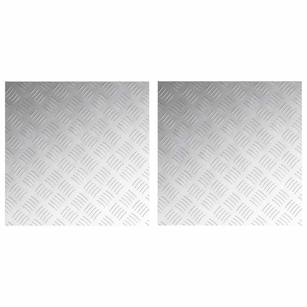 Stair Tread Square 2 pcs Silver 50 x 50 cm Aluminum