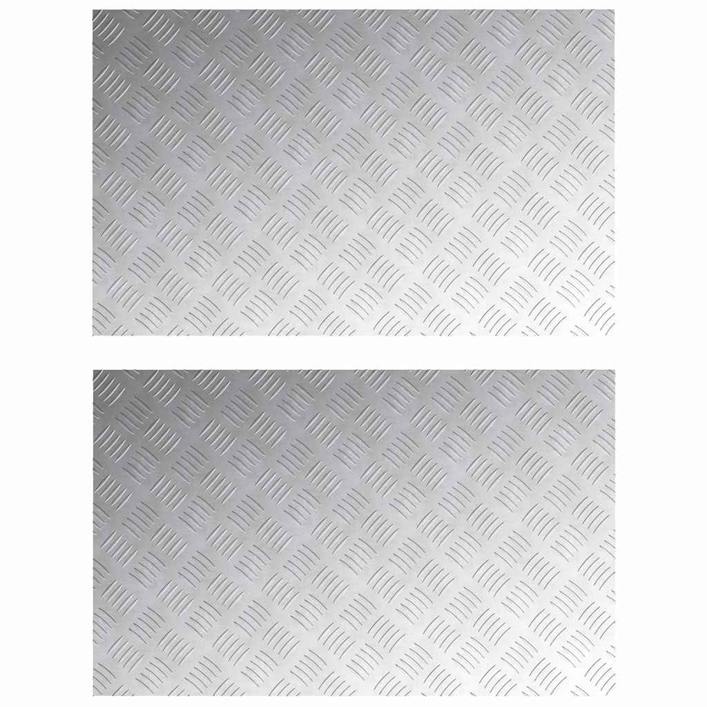 Stair tread right-angled 2 pcs Silver 80 x 50 cm Aluminium