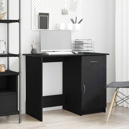 Bureau avec rangement chêne noir 100 x 50 x 76 cm