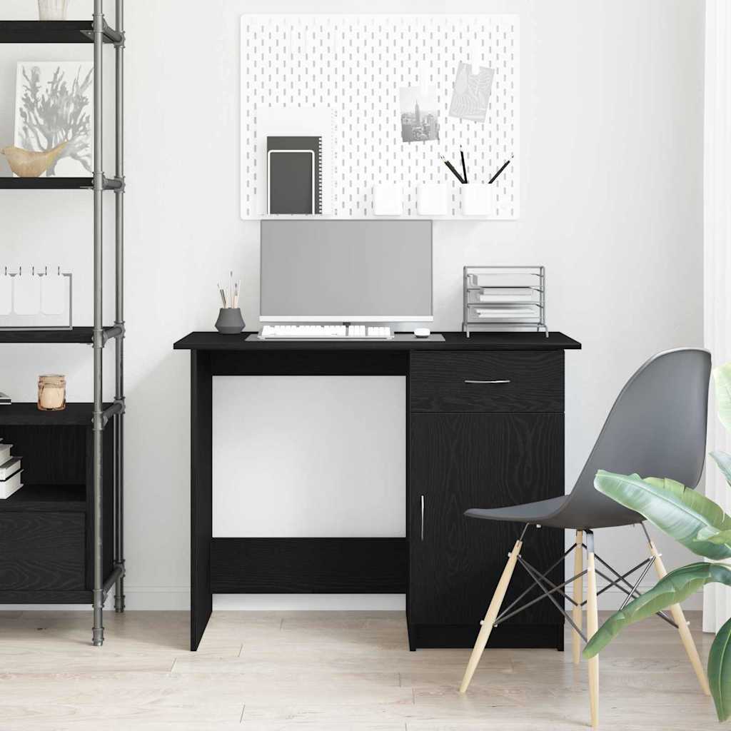 Schreibtisch mit Speicher Schwarz Eichen-Optik 100 x 50 x 76 cm