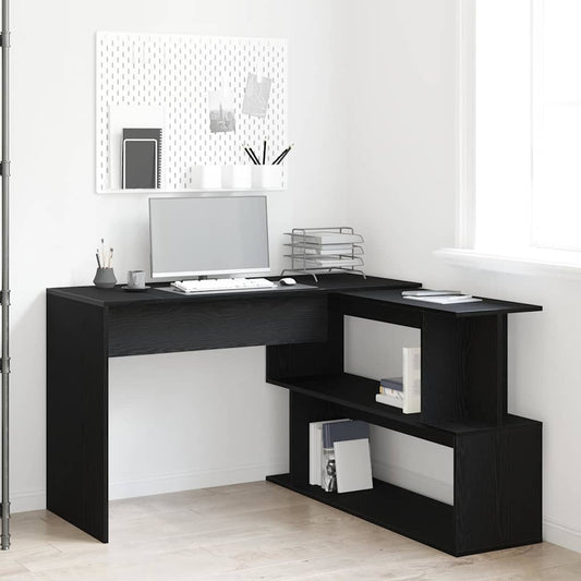 Bureau noir aspect chêne 200 x 50 x 76 cm