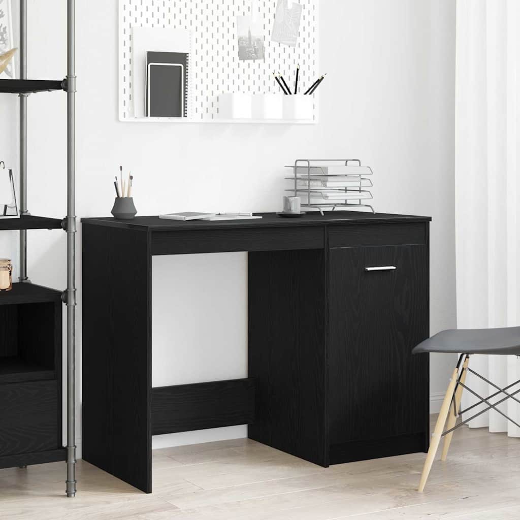 Desk with Storage Black Oak Effect 100 x 50 x 76 cm