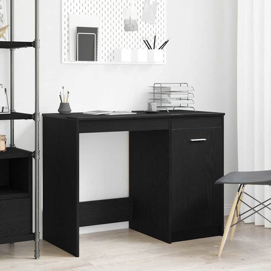 Bureau avec rangement aspect chêne noir 100 x 50 x 76 cm
