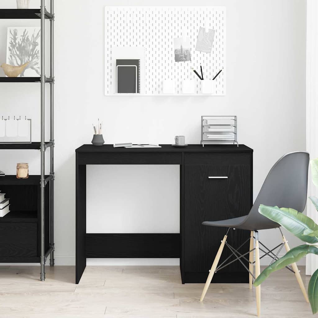 Desk with Storage Black Oak Effect 100 x 50 x 76 cm