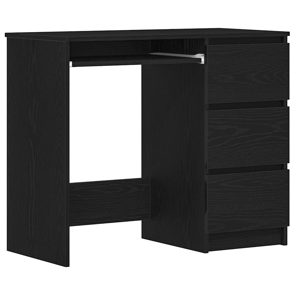 Bureau noir aspect chêne 90x45x76 cm Panneau de particules