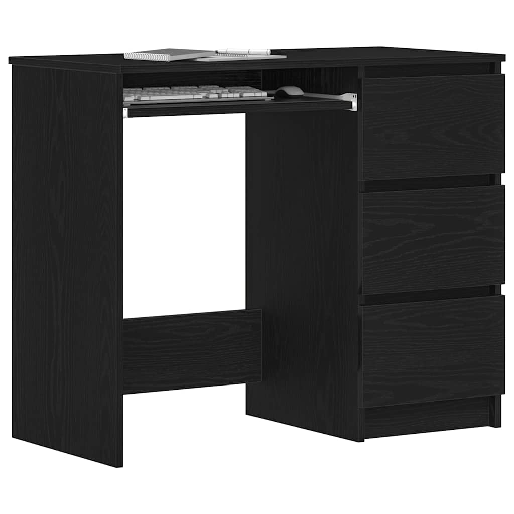 Bureau noir aspect chêne 90x45x76 cm Panneau de particules