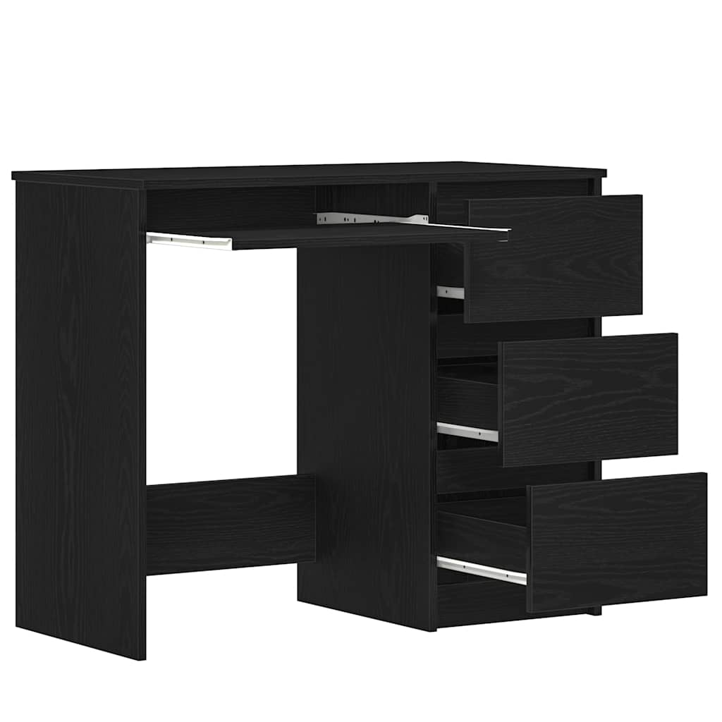 Bureau noir aspect chêne 90x45x76 cm Panneau de particules